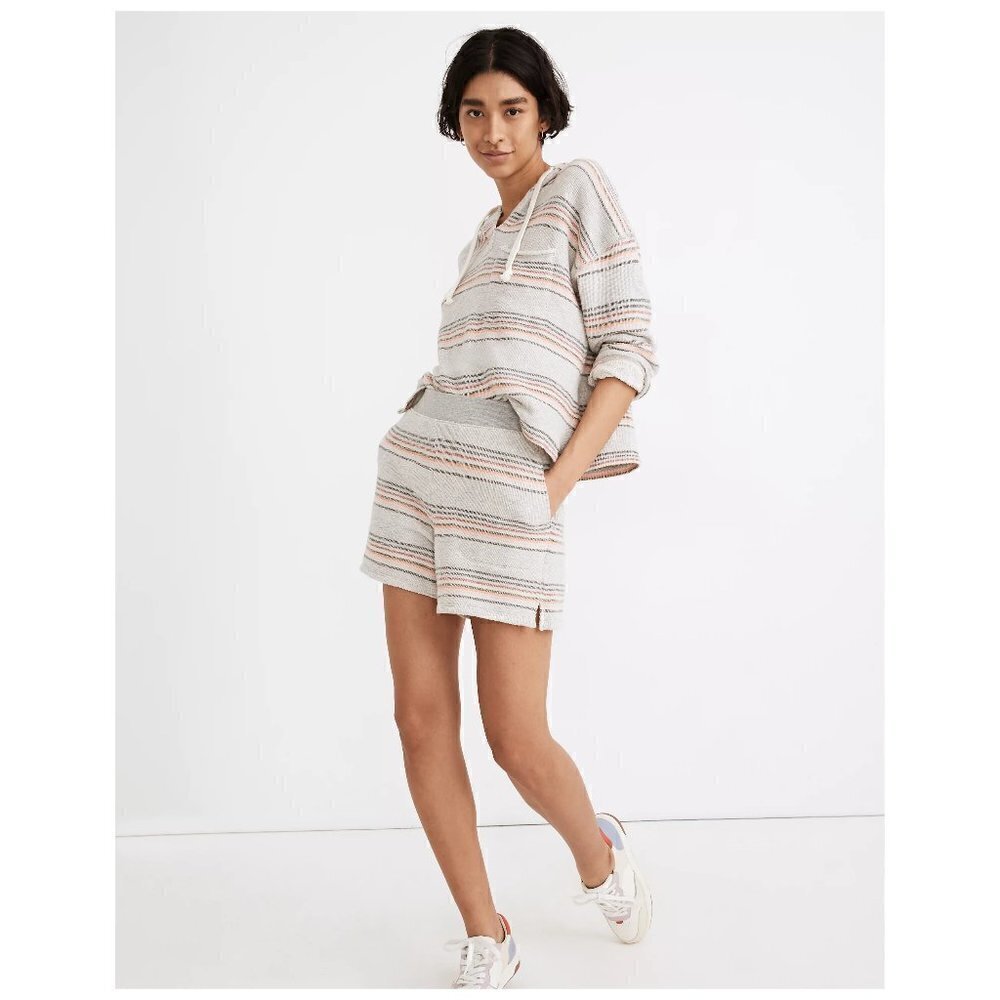 Madewell MWL Stitched-Pocket Sweatshorts in Sorrento Stripe, Size L